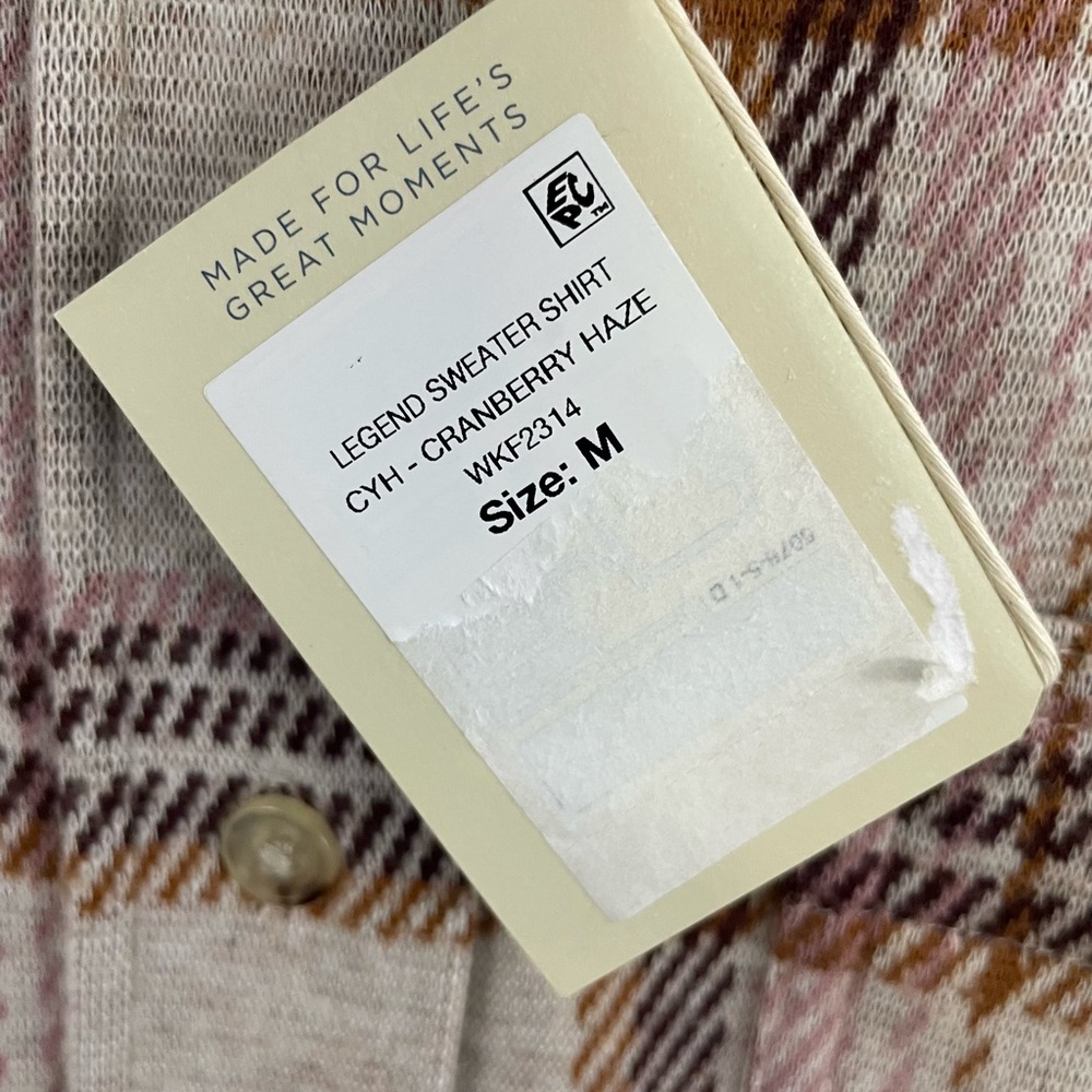 Faherty Women's Legend Sweater Shirt Plaid Cranberry Haze NWT - Picture 9 of 15